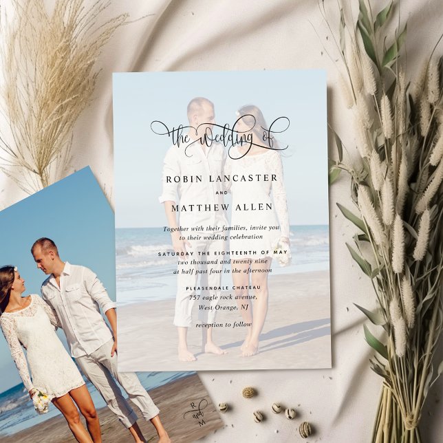 Invitation  Photo, Elegant, Modern Calligraphy Wedding (Créateur téléchargé)