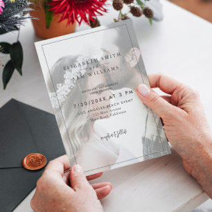 Invitation Photo Elegant Moderne Simple Noir Blanc Mariage