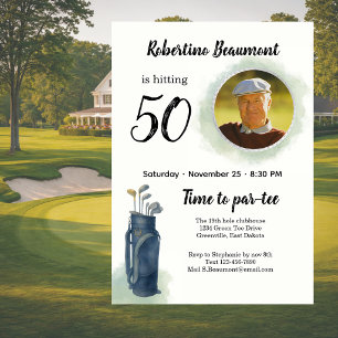 Invitation Photo élégant sur le thème de golf pour les 50 ans