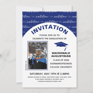 Invitation photo élégante Blue Graduate