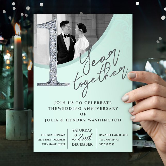 Invitation Photo élégante d'anniversaire de mariage (Créateur téléchargé)