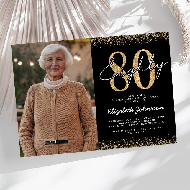 Invitation photo élégante pour 80e anniversaire (Créateur téléchargé)