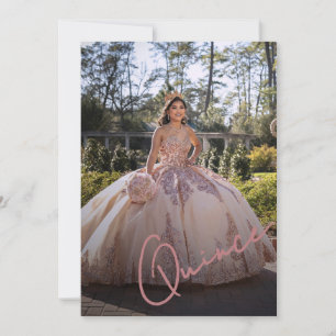 Invitation photo élégante rose pour Quinceañera Pr