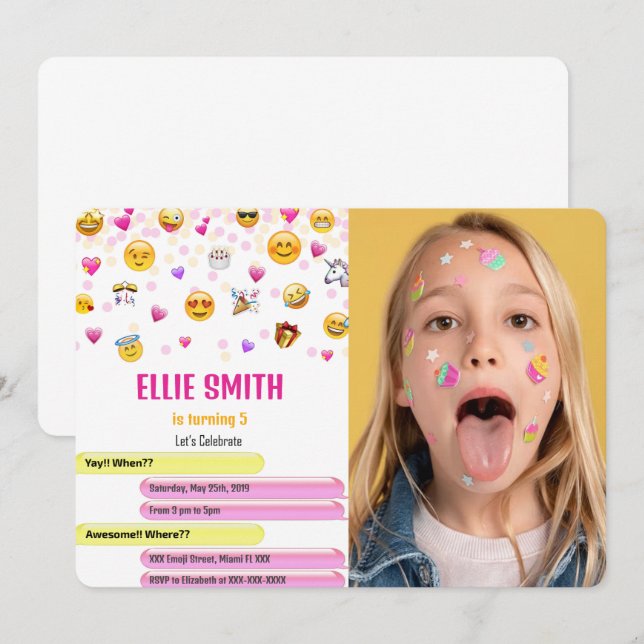 Invitation photo Emoji (Devant / Derrière)