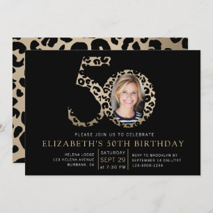 Invitation Photo Empreinte de léopard Foil 50e anniversaire