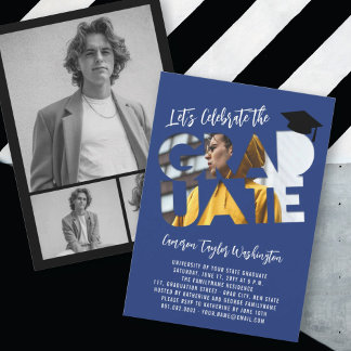 Invitation Photo en creux de diplômé de la marine Fête de rem