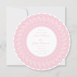 Invitation photo en dentelle ronde rose clair