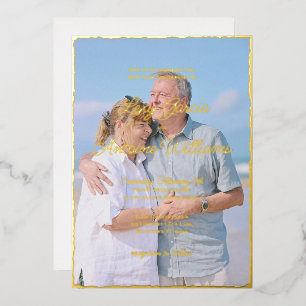Invitation photo en feuille d'or pour le 50e anniv