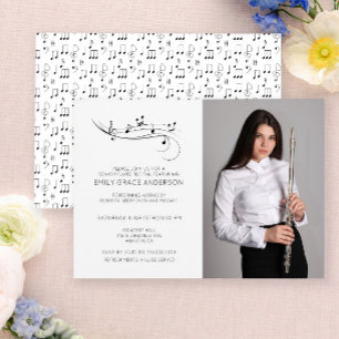 Invitation Photo en noir et blanc de notes de musique de réci