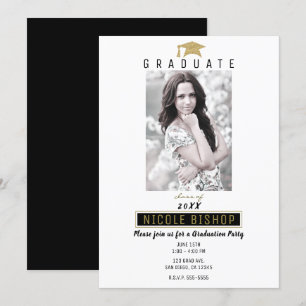 Invitation Photo en noir et blanc pour la remise des diplômes