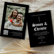 Photo en noir et blanc vintage Code QR Mariage