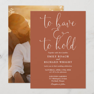 Invitation Photo en terre cuite de mariage 'To Have And To Ho