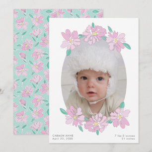 Invitation Photo encadrée de fleurs pastel douce
