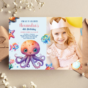 Invitation Photo Enchanter l'aquarelle sous la mer Anniversai