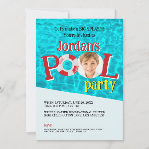 Invitation Photo Enfant Personnalisé Anniversaire Piscine Par