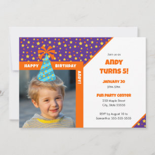 Invitation Photo Enfant personnalisée Joyeux anniversaire Cas