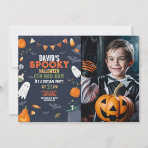 Invitation Photo Enfants Halloween Anniversaire Fête Citrouil