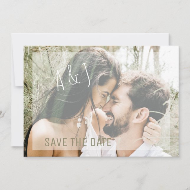 Invitation Photo Enregistrer la date du mariage Site web Code (Devant)