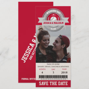Invitation Photo Enregistrer la Date Mariage Billet de Sport