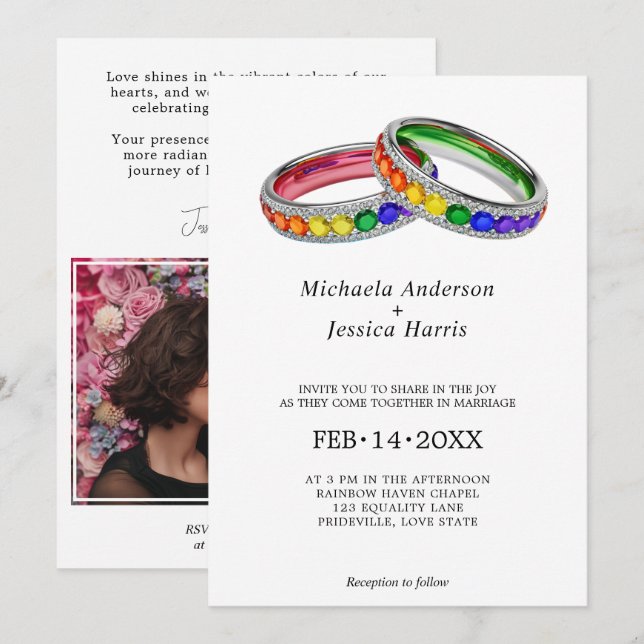 Invitation 🌈 Photo Entrelacée dans la Fierté – Édition Photo (Devant / Derrière)