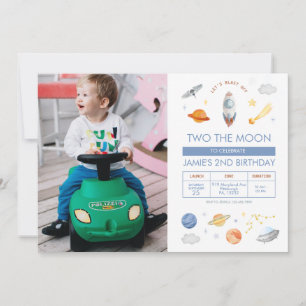 Invitation Photo Espace Extérieur Astronaut 2e anniversaire