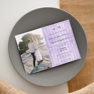 Invitation Photo et bandes Vintages Mariage violet