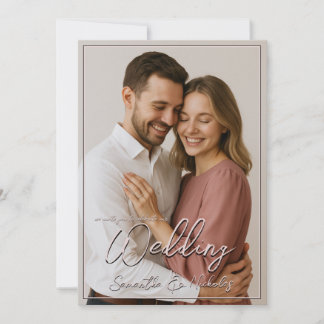 Invitation Photo et calligraphie Mariage minimaliste double f