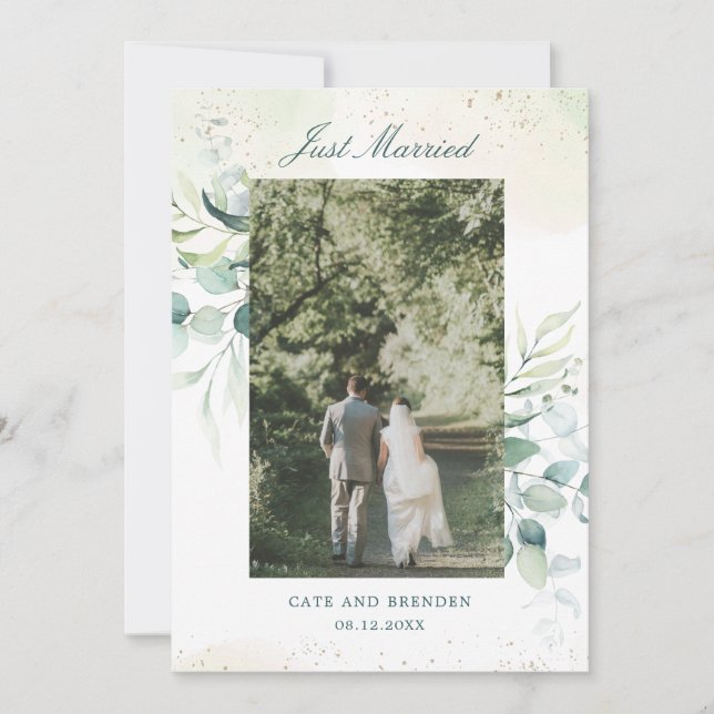 Invitation Photo Eucalyptus Greenery Réception de mariage rus (Devant)