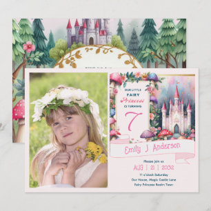 Invitation PHOTO Fairy Princess Anniversaire Party Pink Fairy