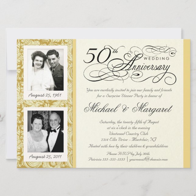 Invitation Photo Fancy 2 pour les 50 ans - Grand f (Devant)