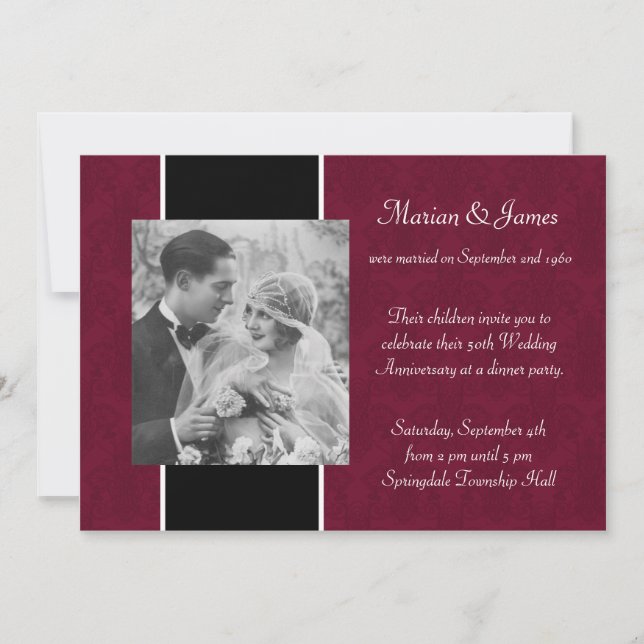 Invitation Photo Fête d'anniversaire de mariage de 50 ans (Devant)