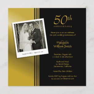 Invitation Photo fête d'anniversaire de mariage de 50 ans Gol