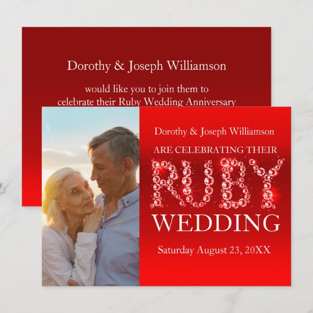 Invitation photo fête pierres étincelantes noces d (Devant / Derrière)