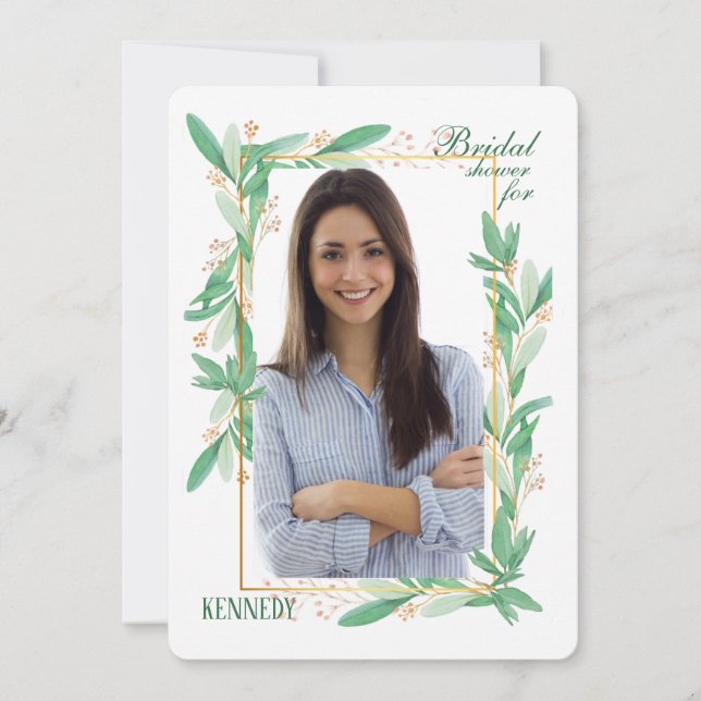 Invitation photo Feuilles Vertes (Devant)