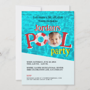 Invitation Photo fille personnalisée Anniversaire Piscine Par