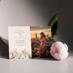 Invitation Photo Fleur sauvage Graduation Boho Country Floral