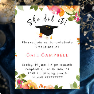 Invitation Photo floral aquarelle rose et pêche