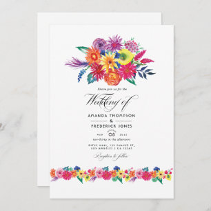 Invitation Photo Floral Fiesta Mariage