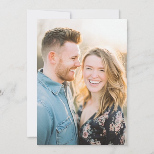 Invitation Photo Floral Navy Romantique (Devant)