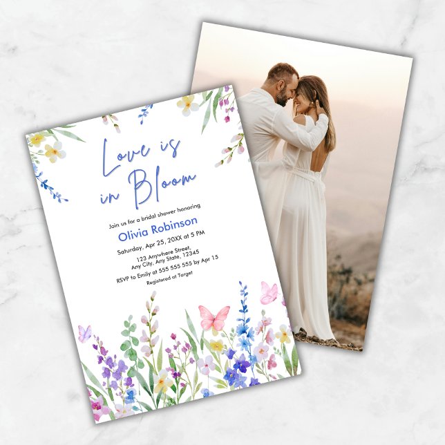 Invitation Photo Floral Spring Love is in Bloom Bridal Shower (Photo Floral Spring Love is in Bloom Bridal Shower Invitation )