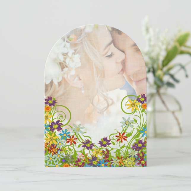 Invitation Photo Floral Tourbillonnant Flower Mariage (Debout devant)