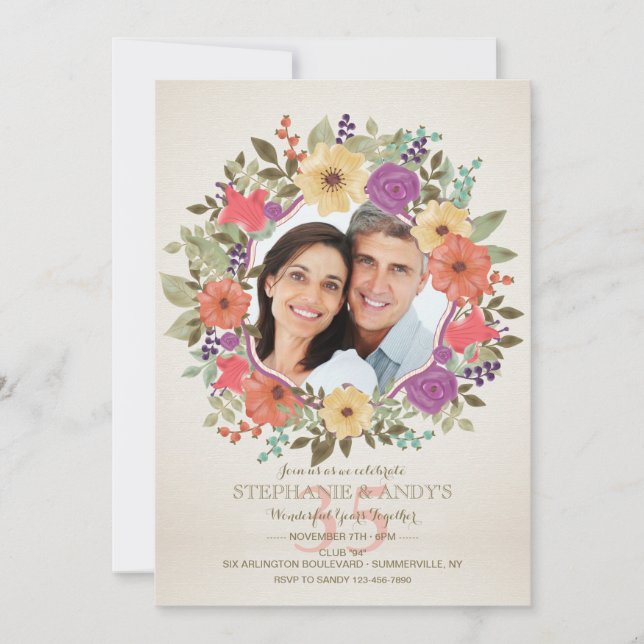 Invitation photo Floral Wreath (Devant)