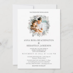 Invitation *~* PHOTO Floral Wreath AR16 RSVP Mariage Invitati