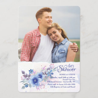 Invitation photo florale aquarelle