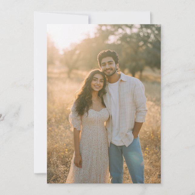 Invitation Photo Florale Beige Sérénité (Devant)