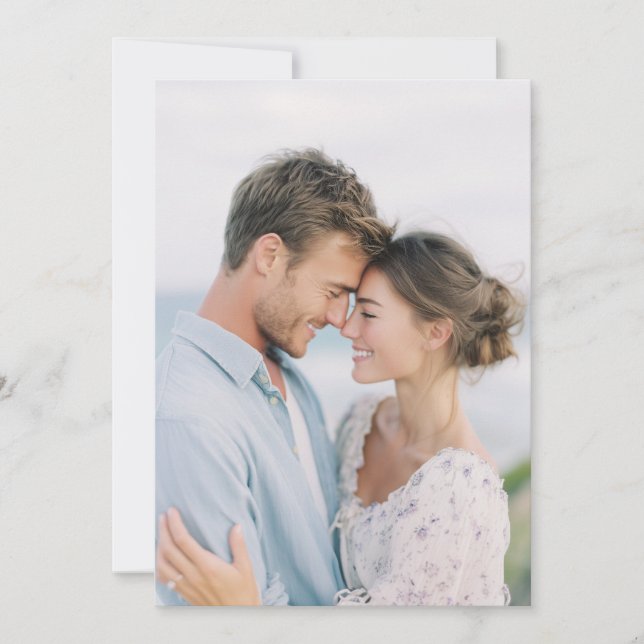 Invitation Photo Florale Bleue Romantique (Devant)