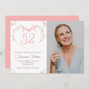 Invitation Photo florale Boho moderne 52e anniversaire invita