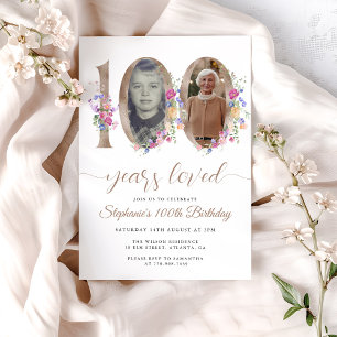 Invitation Photo florale du printemps 100e anniversaire