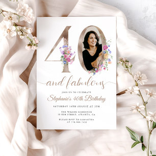 Invitation Photo florale du printemps 40e anniversaire