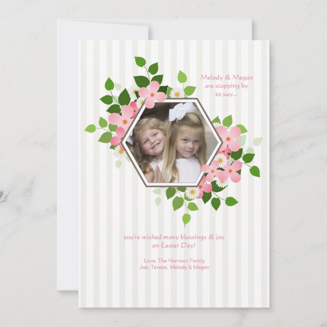Invitation photo florale Hexagon (Devant)
